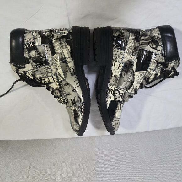 Shoe Republic LA Boots Vogue Magazine Size 8.5 Graphic Black White - Picture 5 of 16